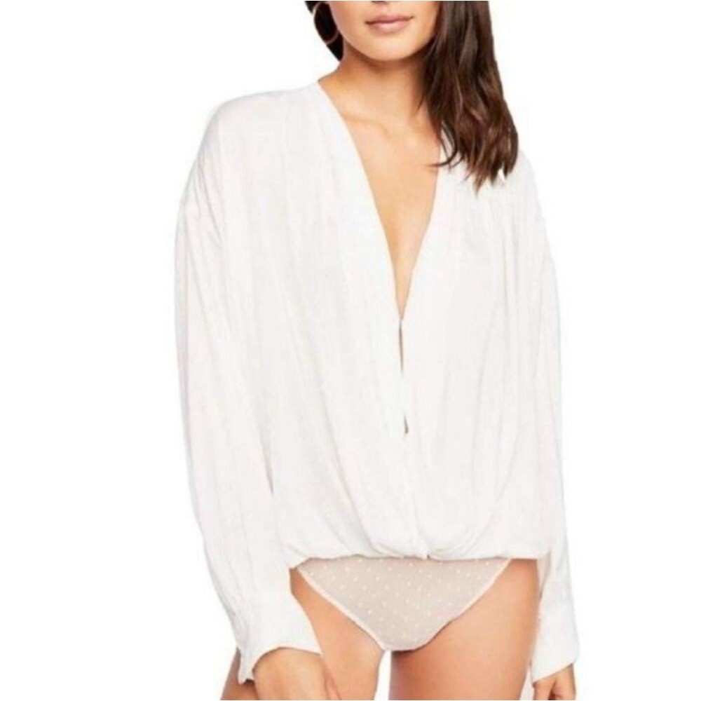 Free People Intimately Ladylike Thong Bodysuit in White
